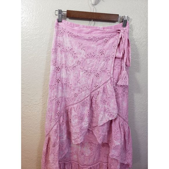NEW Young Fabulous and Broke Pink Eyelet Hi-Low Wrap Skirt size XS - Picture 5 of 11